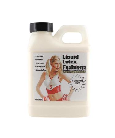Liquid Latex Fashions - Ammonia Free Halloween Fluorescent White Body Paint Ideal for Artwork Theater Parties School Plays Cosplays and Concerts- 8 oz