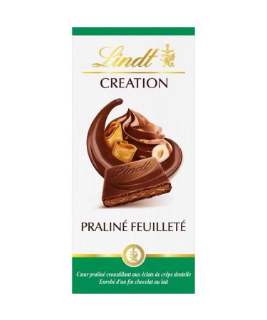 G n rique Lindt Chocolate Creation Milk Chocolate Praline Feuillet 150g - A crunchy and melt-in-your-mouth treat for those with a sweet tooth. - Pack of 4