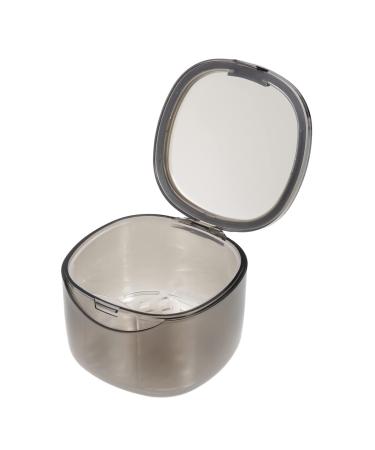 Denture Case False Teeth Storage Box Reusable Plastic Orthodontic Retainer Mouth Guard Holder for Travel Home Outdoor (Grey)