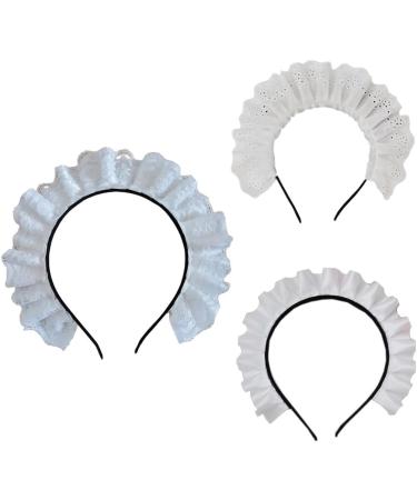 hgnxa Cosplay Maid Hair Hoop Women Elegant Pleated Lace Makeup Headbands for Girl Stage Halloween Performances Headpieces Cotton embroidery - Buy Online on GoSupps.com
