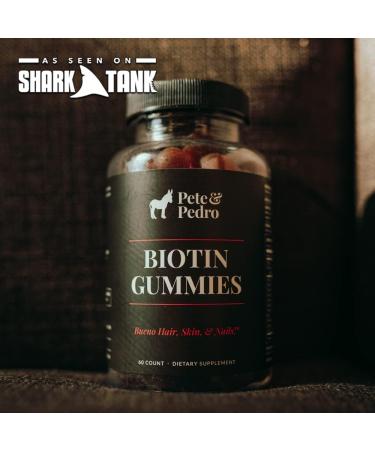 Pete & Pedro BIOTIN Gummies for Hair Skin & Nails Growth for Women & Men |Hair Grow Supplement for Stronger Skin & Nails | Cherry Biotin Gummy 5000mcg Per Serving | Seen on Shark Tank 60 Count - Buy Online on GoSupps.com