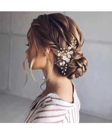 ISLHJDD Bridal Wedding Vine Hair Combs Gold Bridal Hair Barrettes Pins Crystal Pearl Hair Comb Wedding Hair Accessory Decorative Wedding Hair Comb Hair Accessories for Brides Girls - Buy Online on GoSupps.com