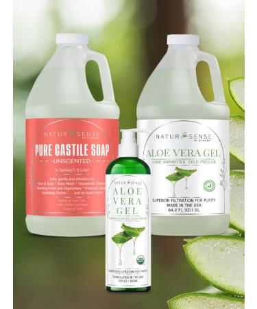 NaturSense Organic Aloe Vera Gel from 100% Pure Aloe. Great for Hair Scalp Face Dry Skin Acne Sunburn Sensitive Skin. Unscented Same Formula Organic Ingredients 64.2 oz. (64.2 Fl. Oz.) 64.2 Fl Oz (Pack of 1) - Buy Online on GoSupps.com