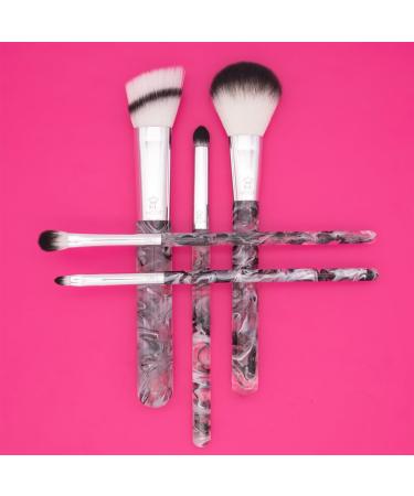 MODA Smoke Show 5pc Full Face Makeup Brush Set | Powder Blender Shader Smoky Eye & Lip Brushes - Black | International Shipping Available - Buy Online on GoSupps.com