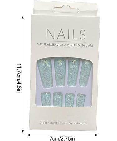 AUklOPVZZ 1 Set French Tip Press on Nails Solid Color Extension Shimmer Fingernails Decals Full Cover Salon Gifts Manicure Kit H33-light blue jelly glue - Buy Online on GoSupps.com