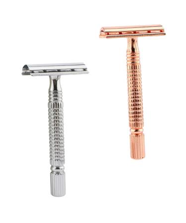 Angoily 2st razor Bart Tool Father Birthday Gift M quinas de Afeitar Para Hombres Metall Double -sided the handle made of an aluminum alloy man blade