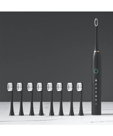 Smart Rechargeable Electric Toothbrush | 6-Speed Timer, IPX7 Waterproof | 8-Replaceable Brush Heads | Black - Buy Online on GoSupps.com