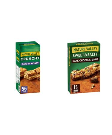 Nature Valley Crunchy Oats 'n' Honey Granola Bars & Sweet & Salty Dark Chocolate Nut Granola Bars 15 Count