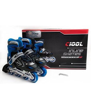Xino Sports Kids Adjustable Inline Skates with LED Light Up Wheels - Blue Youth Big Kid Large - 5-8 - Buy Online on GoSupps.com