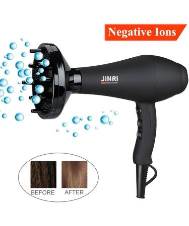 JINRI 1875W Negative Ion Hair Dryer - Professional Blow Dryer with Diffuser & Concentrator 2 Speed & 3 Heat Settings - International Shipping Available - Buy Online on GoSupps.com