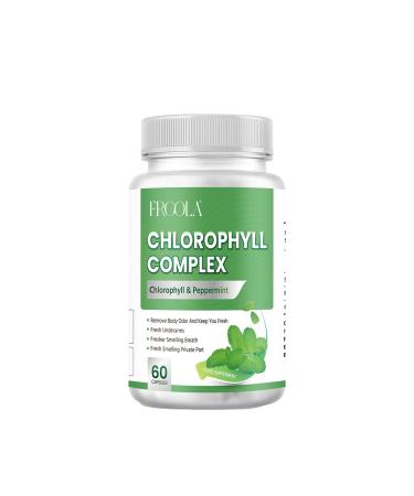 Frcola Chlorophyll Capsules Body Magic Chlorophyll & Chlorella for Odor Removal Fresh Breath Detoxing & Promotes Gastrointestinal Digestion Healthcare Vitamin 60 Capsules