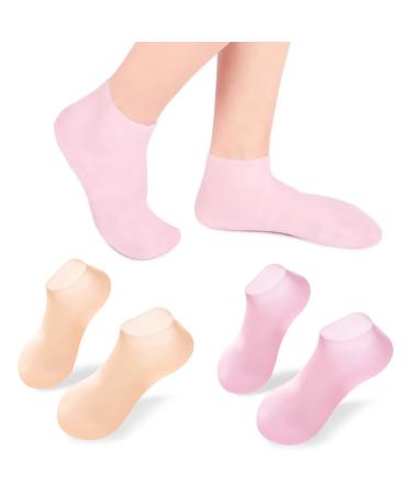 Silicone Socks 2 Pairs Foot Spa Pedicure Silicone Socks Moisturizing Socks Women Soft Gel Heel Socks Silicone Foot Moisturising Socks Soft Gel Heel for Women Dry Cracked Feet 2pc