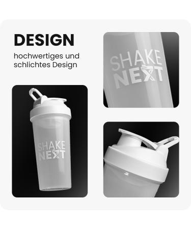 Shakenext 700ml Protein Shaker Bottle with Mixing Ball - Leak-Proof Dishwasher-Safe Fitness Blender - White - Buy Online on GoSupps.com