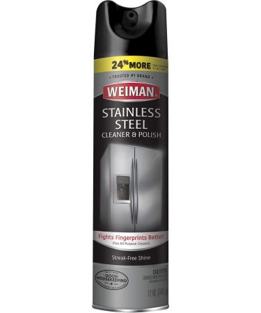 Weiman Stainless Steel Cleaner and Polish Spray Fights Fingerprints Leaves No Streaks 12 Oz