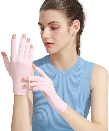 CURELIX Anti UV Gloves for Gel Nail Lamp - Professional Manicure Protection Gloves - UV Sun Protection for Women - Pink - Buy Online on GoSupps.com