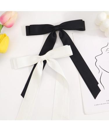 CHIULOIAN 4PCS Hair Bow Clips for Women Girls Black White Long Tail Bow Hair Clips Tassel Ribbon Bowknot Clips Hair Barrette Accessories for Birthday Party Show - Buy Online on GoSupps.com