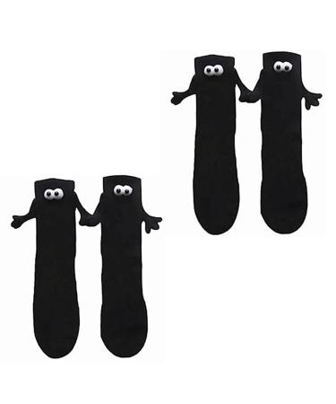 JAMNIK Magnetic Sucktion 3D Doll Couple Socks Magnetic Hand Holding Socks Hand In Hand Socks Couple Holding Hands Socks One Size Black