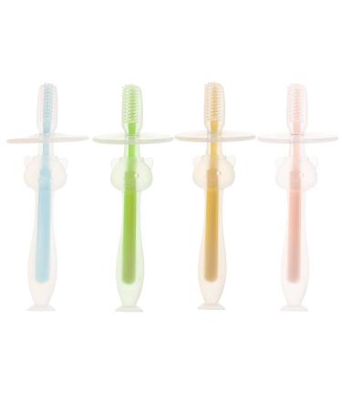 Minkissy 4 pieces baby toothbrush pet toothbrush tooth cleaning set manual toothbrush baby teeth brush character toothbrush children toothbrush travel soft fur pebble gel
