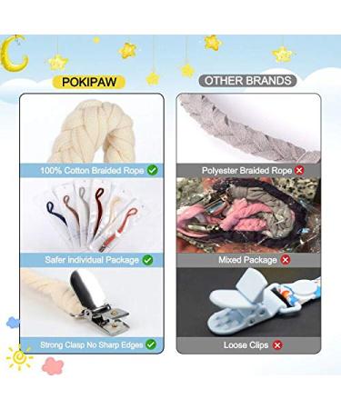 POKIPAW Pacifier Clip for Boys and Girls  6 Pack Baby Pacifier Holder Leash 100% Handmade Braided Fits All Pacifiers & Teething Toys Modern Unisex Baby Gift Colorful - Buy Online on GoSupps.com