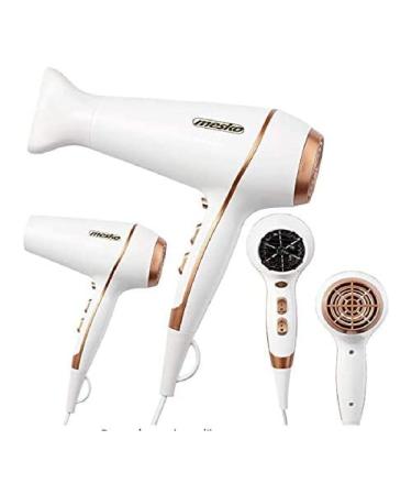 Mesko Cloudy White Hair dryer 2100 watts hair dryer with attachment travel hair dryer mesko 2 speeds 3 temperature settings shaping nozzle 360 degrees rotatable white