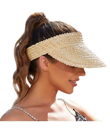 Sun Hat Womens, Beach Hats for Women, Sun Visors for Women, Straw Hats for Women, Handmade Straw Visors for Women Ivory