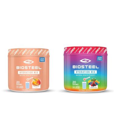 BioSteel Hydration Mix Great Tasting Hydration with Zero Sugar + No Artificial Flavours or Preservatives (Peach Mango | Rainbow Twist) 20 Servings per Tub 140 g (Pack of 1) Mix + Hydration Mix 20 Servings per Tub
