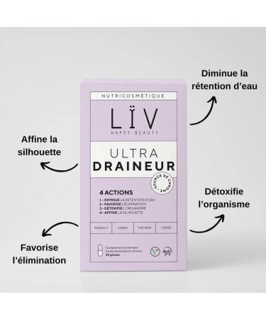 L V Happy Food - Ultra Draining - Powerful Draining Food Supplement - Detoxifying & Depurative Effect - Reduces Water Retention - Pilosel Dandelion & Cherry Tail - 1 Month - 30 Capsules - Buy Online on GoSupps.com