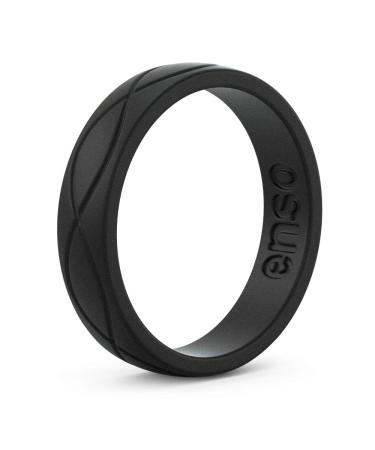 Enso Rings Womens Infinity Silicone Wedding Ring  Hypoallergenic Wedding Band for Ladies  Comfortable Band for Active Lifestyle  4.5mm Wide, 1.5mm Thick (Obsidian, 6)