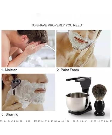 Professional Beard Shaving Brush Set for Men | Stainless Steel Bowl & Stand | Mustache & Facial Cleaning Tool - LCKJLJ - Buy Online on GoSupps.com