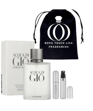 Acqua di Gio Cologne for men Eau de Toilette Spray 1 oz Bundle with 5ML Mini Refillable Empty Perfume Atomizer Bottle