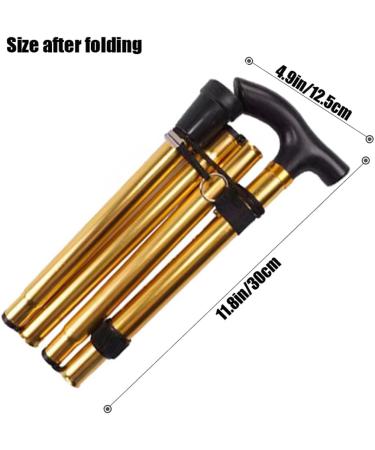 Folding Cane Adjustable Lightweight Aluminum Offset Cane-Foldable Cane Very Suitable for Daily Life to Assist Restricted Exercise Golden - Buy Online on GoSupps.com