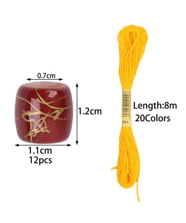 32PCS Hair Accessory Set - 12 Acrylic Hair Cuffs + 20 Colorful Hair Strings in Multicolor - Buy Online on GoSupps.com