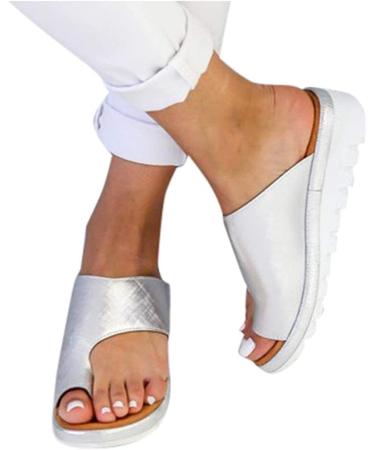 Bunion Sandals for Women Sandals for Bunions Correction Women Bunion Sandals for Women with Arch Support (Silver 8) Silver 8