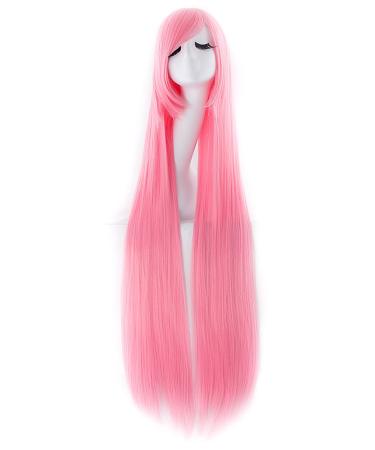 MapofBeauty 40" Anime Costume Long Straight Cosplay Wig Party Wig (Light Pink)