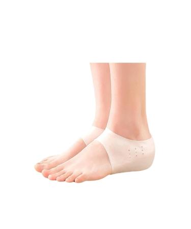 Unisex Invisible Height Increase 2.5-6CM Silicone Socks Gel Heel Pads Orthopedic Arch Support Heel Cushion Foot Massage Pad(White 6.5cm) 6.5cm White