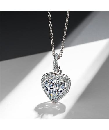 HAODUOO Luxury Crystal Heart Pendant Necklace For Women Jewelry Trendy Sterling Silver Necklace Girls Chirstmas Gift - Buy Online on GoSupps.com