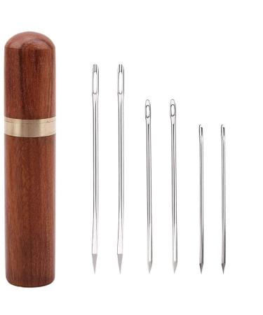 yklbpd 6 Pieces Sharp Leather Large Eye Needles Triangular Needles Canvas Carpet Needles with Solid Wood Sewing Needle Case - Buy Online on GoSupps.com