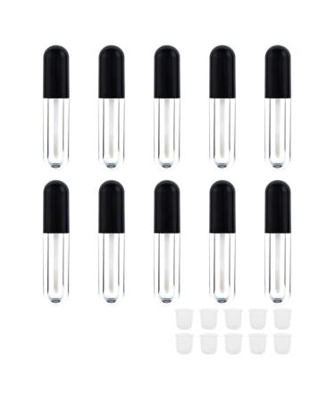AJLTPA 10 Pieces Round Lip Gloss Tubes with Wand  4.5ml Mini Lip Gloss Containers Empty  Lipgloss Wand Tubes with Rubber Stoppers for Women Cosmetics DIY (Black)