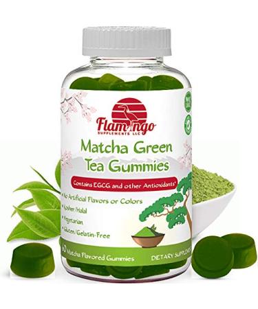 Matcha Green Tea Extract Gummy Vitamin with EGCG. Energy Gummies, Metabolism Booster, Weight Loss & Fat Burner. Vegan Friendly, Gluten-Free, Non-GMO, Kosher and Halal. 60 ct