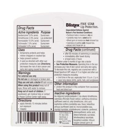 Blistex Five Star Lip Protection SPF 30 - Pack of 6 | Lip Protectant/Sunscreen - Buy Online on GoSupps.com