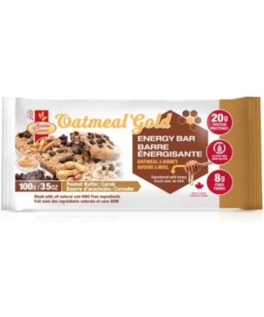 Oatmeal Gold Natural Energy Bars | Energy Bars Made with All Natural & GMO Free Ingredients | Sweetened with Honey | 20g Protein 8g Fiber Omega 3 and 6 Source of Calcium & Iron (Box of 6 Peanut Butter Carob) Peanut Butter Carob Box of 6 - Buy Online on GoSupps.com