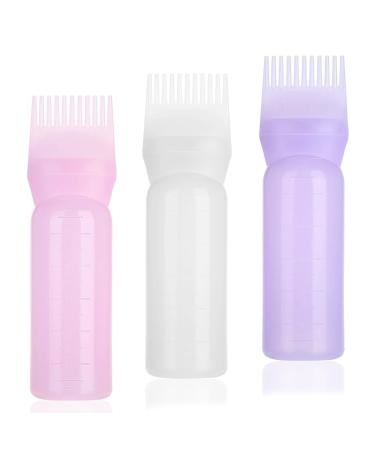 Gothicbride 3 pieces of hair oil applicator Applicator bottle Hair 170ml Hair Oil Bottle with a gradual scale root ridge Applicator bottle for hair care hair care oil