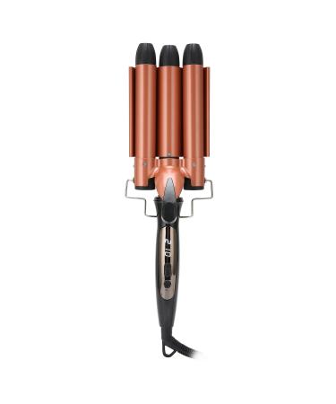 LCD Hair Curling Iron 3 Barrel PTC Rapid Heating 360 Rotatable Power Cord Intelligent Constant Temperature for Household and Hairdressing Shop (US Plug 100 240V 110V)