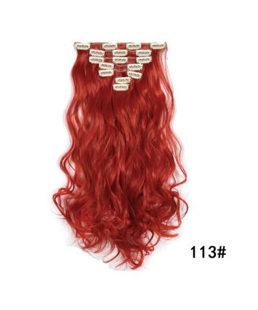 Iluu 20-Inch High-Temperature Clip-In Red Wavy Curly Hair Extensions - 100g Synthetic Wig Parts (Bright Red #113 7 Pieces/16 Clips) - Buy Online on GoSupps.com