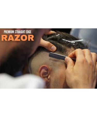 ProMax Care Professional Straight Edge Razor - Stainless Steel Barber Razor with 100 Derby Blades for Close Shaving - Men's Manual Safety Shaver with Blue Handle - Buy Online on GoSupps.com