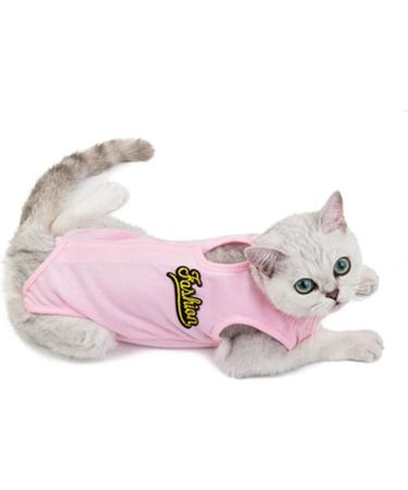 Komate Cat Surgical Recovery Suit | Post Surgery Cotton Pet Physiological Clothes | E-Collar Alternative for Cats & Dogs (S Pink) - Buy Online on GoSupps.com
