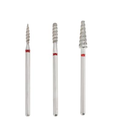 SG Store 3-Piece Nail Drill Bit Nail Drill Diamond Carbide Cuticle Cleaning Bits 3/32 Inch Universal Size for Acrylic Gel Nails Electric Nail Files Nail Care