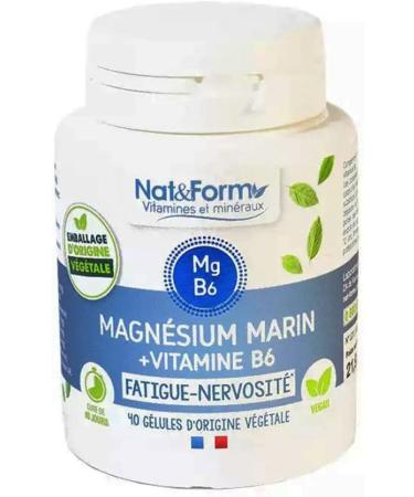 Marine Magnesium + Vitamin B6 40 Vegetable Capsules Fatigue Nervousness Nat&Form - Buy Online on GoSupps.com
