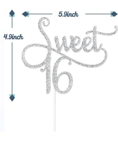 Tenhaisi Sliver Glittery Sweet 16 Cake Topper Happy 16 Birthday Party Supplies Sweet 16 Wedding Anniversary Party Decorations Cheers to 16 Party Supplies - Buy Online on GoSupps.com