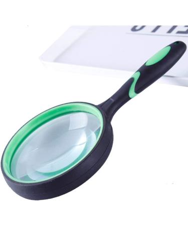 Lupe 10x Handheld Magnifying Glass - 75mm Break-Proof Lens for Reading Inspection & Insects - Non-Slip Soft Rubber Grip (Green) - Buy Online on GoSupps.com